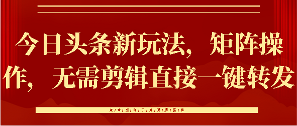 今日头条新玩法，矩阵操作，无需剪辑直接一键转发-安哥网络创业副业