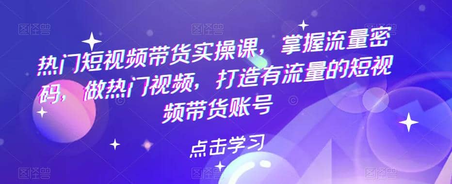 热门短视频带货实战 掌握流量密码 做热门视频 打造有流量的短视频带货账号-安哥网络创业副业