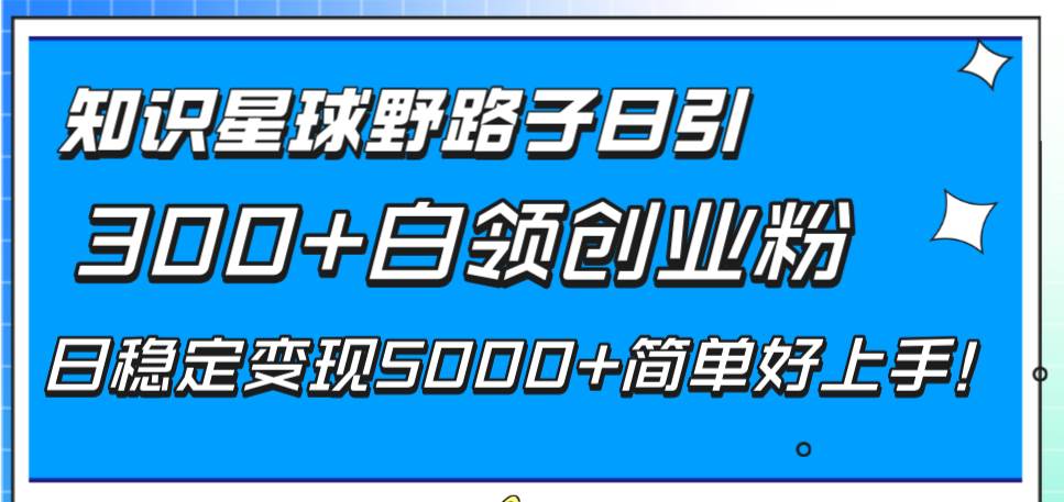 知识星球野路子日引300+白领创业粉，日稳定变现5000+简单好上手！-安哥网络创业副业