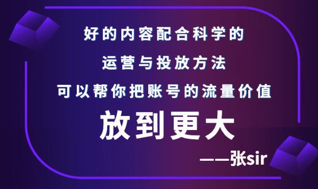 张sir账号流量增长课，告别海王流量，让你的流量更精准-安哥网络创业副业
