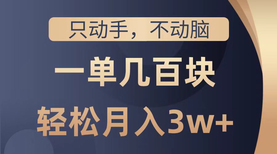 只动手不动脑，一单几百块，轻松月入2w+，看完就能直接操作，详细教程-安哥网络创业副业
