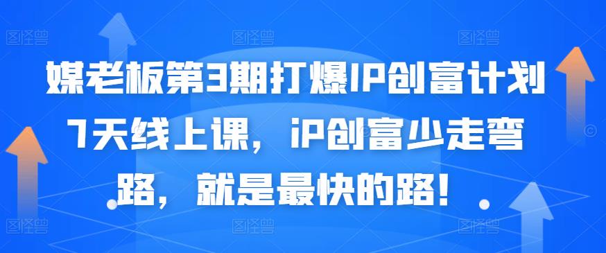 媒老板第3期打爆IP创富计划7天线上课，iP创富少走弯路，就是最快的路！-安哥网络创业副业