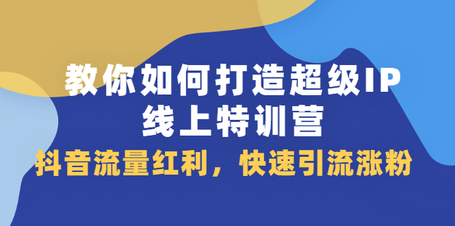 教你如何打造超级IP线上特训营，抖音流量红利新机遇-安哥网络创业副业