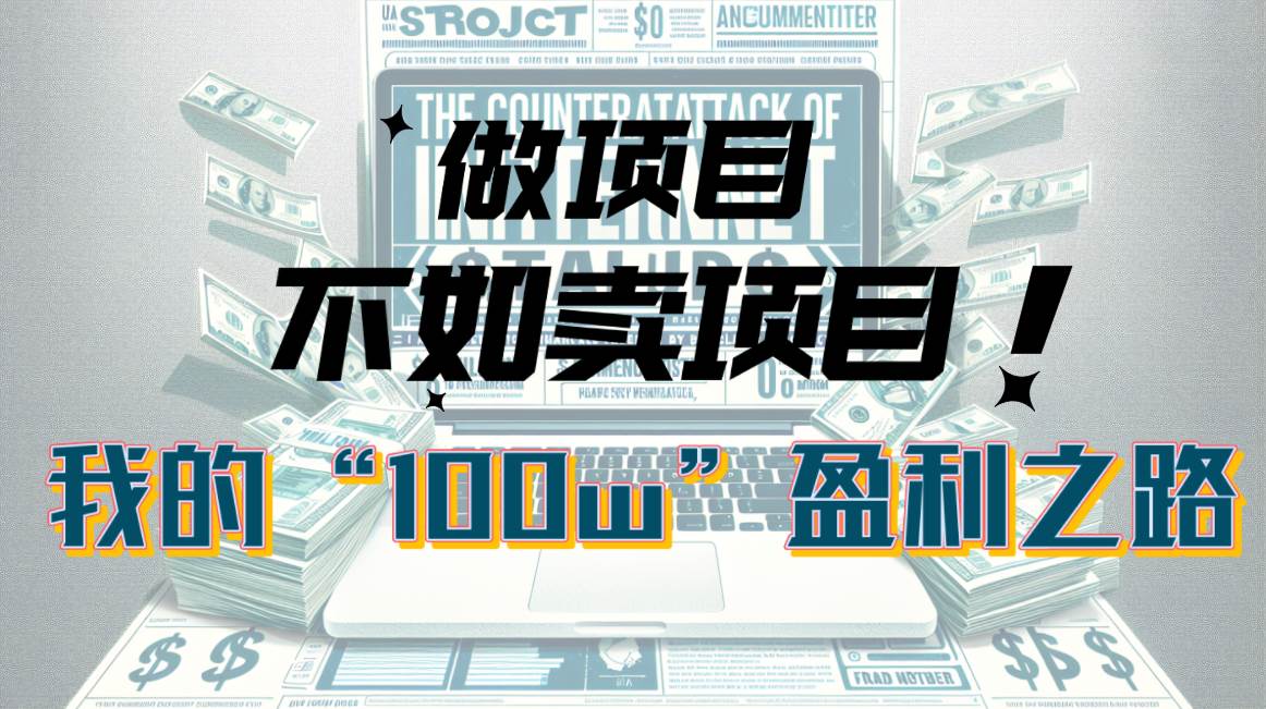 为什么做项目不如卖项目？我的100W+盈利之路-安哥网络创业副业