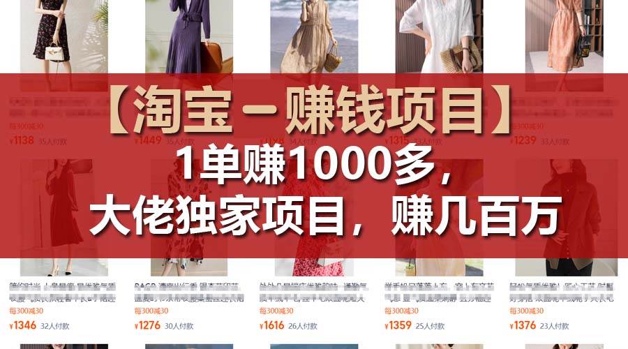 【淘宝赚钱项目】1单可赚1000多，大佬独家项目，年赚几百万-安哥网络创业副业