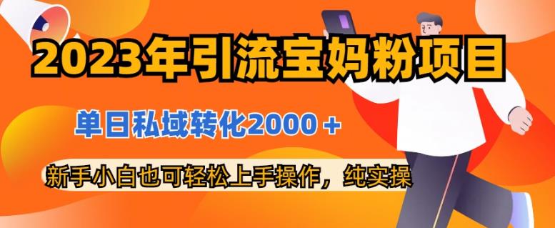 2023年引流宝妈粉项目，单日私域转化2000＋，新手小白也可轻松上手操作，纯实操-安哥网络创业副业