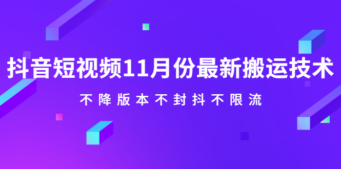 抖音短视频11月份最新搬运技术，不降版本不封抖不限流！【视频课程】-安哥网络创业副业