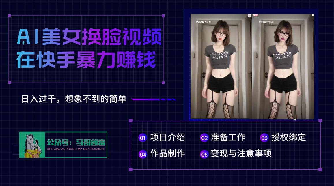 AI批量生成美女换脸视频，结合抖音快手暴利赚钱，通过此方法拉新日入过千-安哥网络创业副业