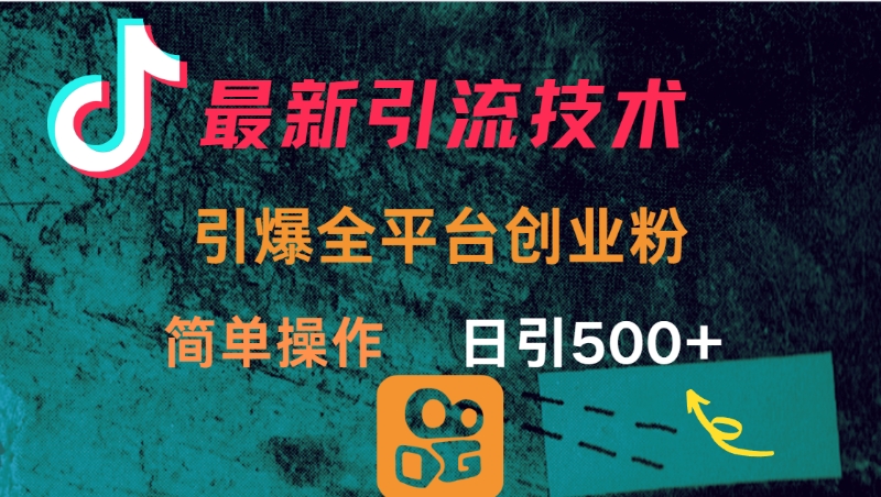 最新引流方法，引爆全平台创业粉操作简单，日引300＋-安哥网络创业副业