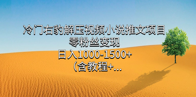 冷门右豹解压视频小说推文项目，零粉丝变现，日入1000-1500+（含教程）-安哥网络创业副业
