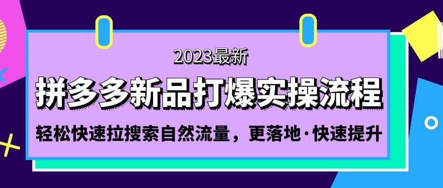拼多多-新品打爆实操流程：轻松快速拉搜索自然流量，更落地·快速提升-安哥网络创业副业