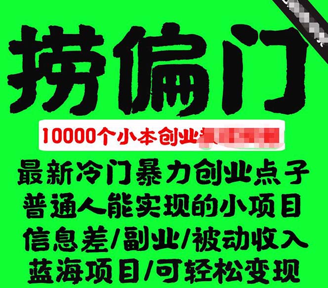 千款捞偏门小本创业小项目，总有一款适合你【无水印】-安哥网络创业副业