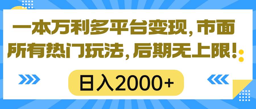 一本万利多平台变现，市面所有热门玩法，日入2000+，后期无上限！-安哥网络创业副业
