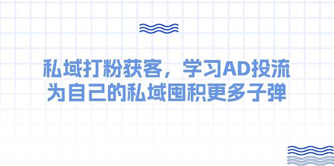 某收费课：私域打粉获客，学习AD投流，为自己的私域囤积更多子弹-安哥网络创业副业