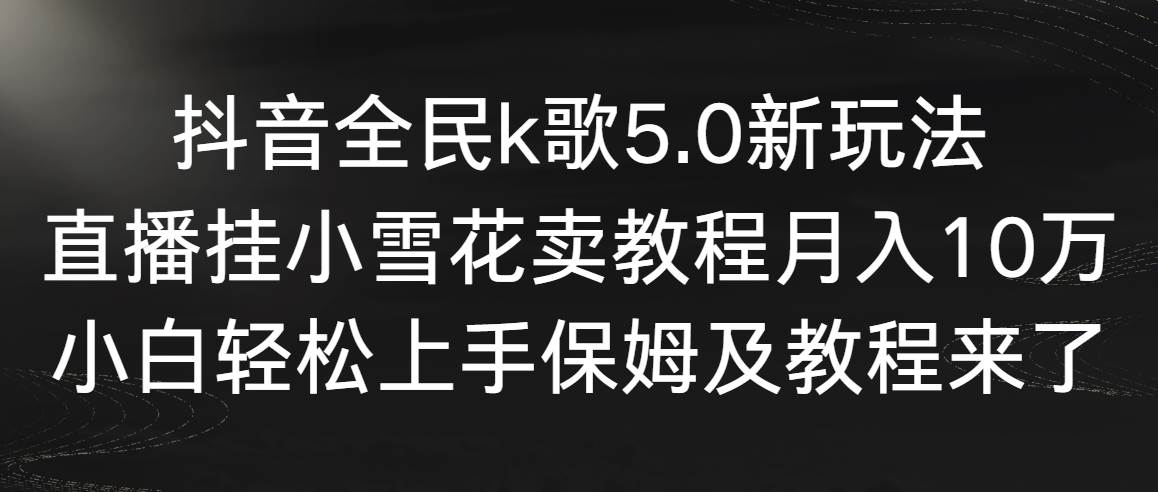 抖音全民k歌5.0新玩法，直播挂小雪花卖教程月入10万，小白轻松上手，保…-安哥网络创业副业