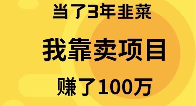 当了3年韭菜，我靠卖项目赚了100万-安哥网络创业副业