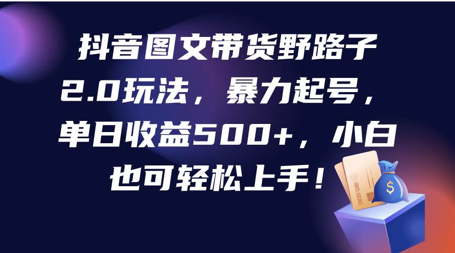 抖音图文带货野路子2.0玩法，暴力起号，单日收益500+，小白也可轻松上手！-安哥网络创业副业