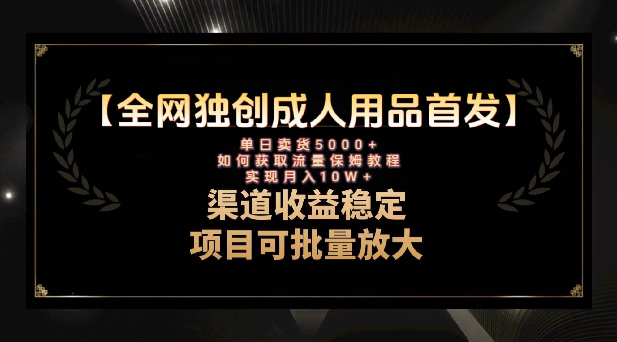 最新全网独创首发，成人用品赛道引流获客，月入10w保姆级教程-安哥网络创业副业