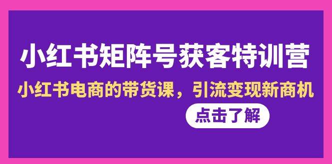 小红书-矩阵号获客特训营-第10期，小红书电商的带货课，引流变现新商机-安哥网络创业副业