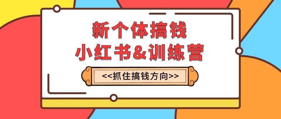 新个体·搞钱-小红书训练营：实战落地运营方法，抓住搞钱方向，每月多搞2w+-安哥网络创业副业