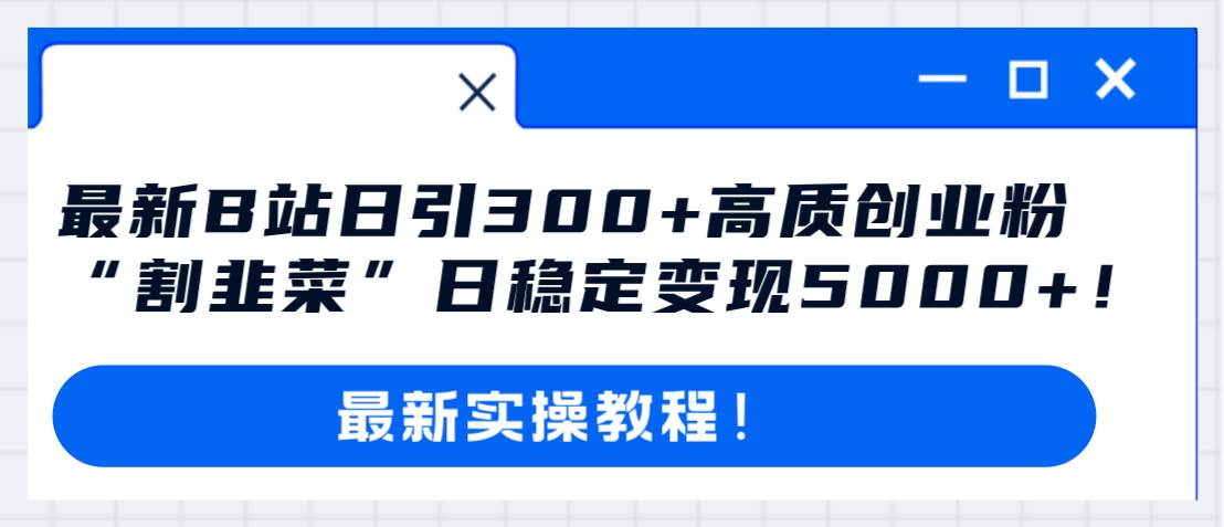 最新B站日引300+高质创业粉教程！“割韭菜”日稳定变现5000+！-安哥网络创业副业