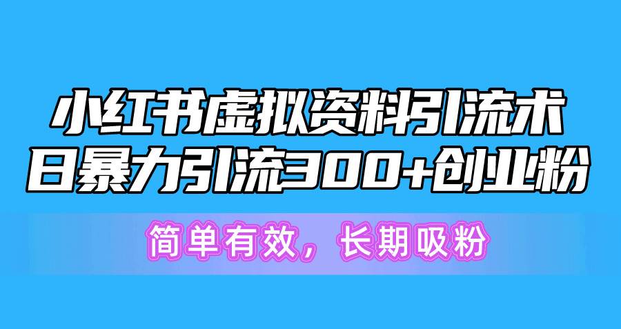 小红书虚拟资料引流术，日暴力引流300+创业粉，简单有效，长期吸粉-安哥网络创业副业