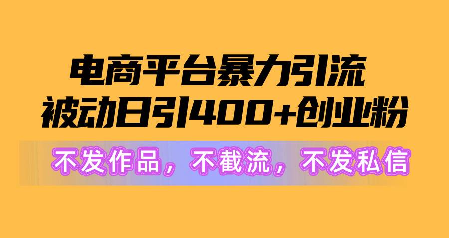 电商平台暴力引流,被动日引400+创业粉不发作品，不截流，不发私信-安哥网络创业副业