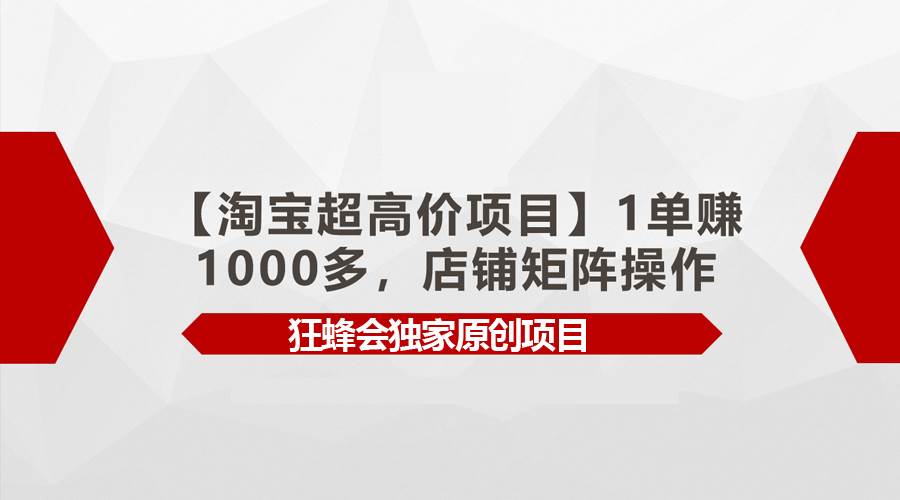 【淘宝超高价项目】1单赚1000多，店铺矩阵操作-安哥网络创业副业