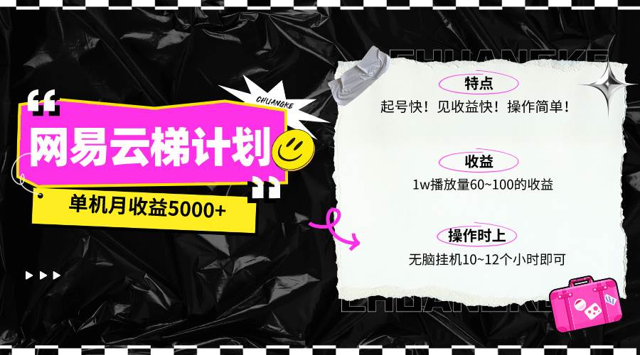 最新网易云梯计划网页版，单机月收益5000+！可放大操作-安哥网络创业副业