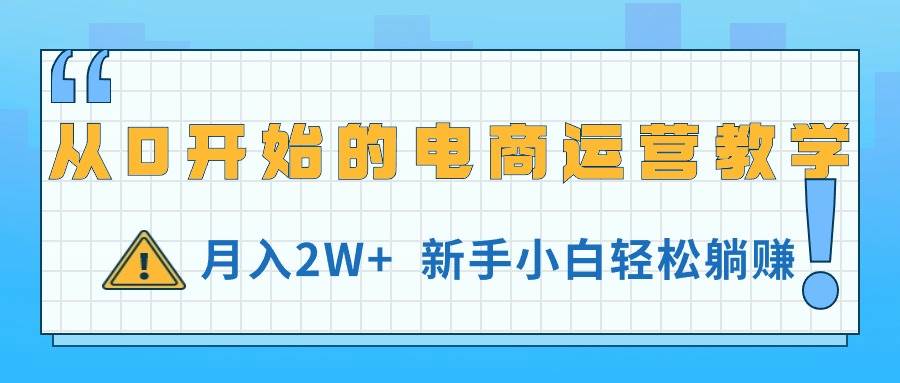从0开始的电商运营教学，月入2W+，新手小白轻松躺赚-安哥网络创业副业