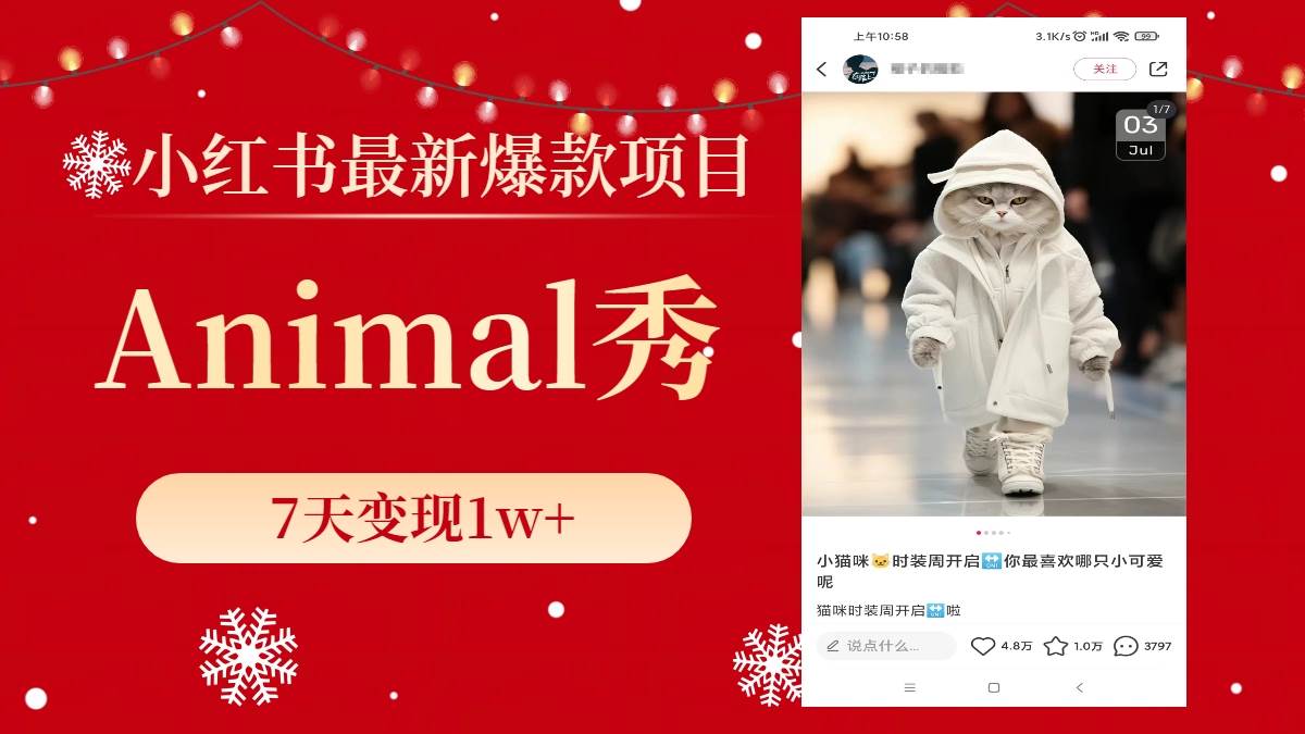 小红书最新爆款项目，Animal秀，7天变现1w+-安哥网络创业副业
