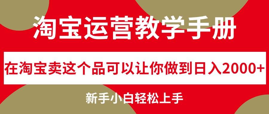 淘宝运营教学手册，在淘宝卖这个品可以让你做到日入2000+，新手小白轻…-安哥网络创业副业