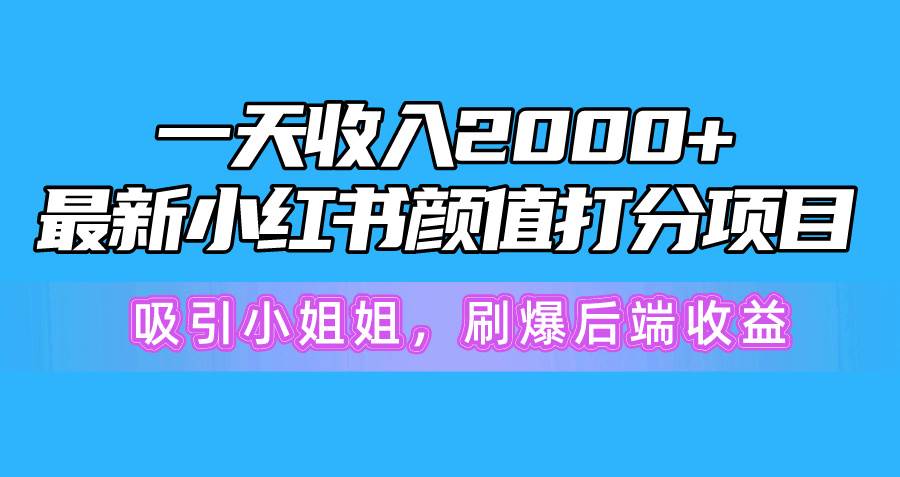 一天收入2000+，最新小红书颜值打分项目，吸引小姐姐，刷爆后端收益-安哥网络创业副业