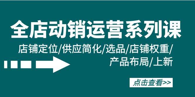 全店·动销运营系列课：店铺定位/供应简化/选品/店铺权重/产品布局/上新-安哥网络创业副业