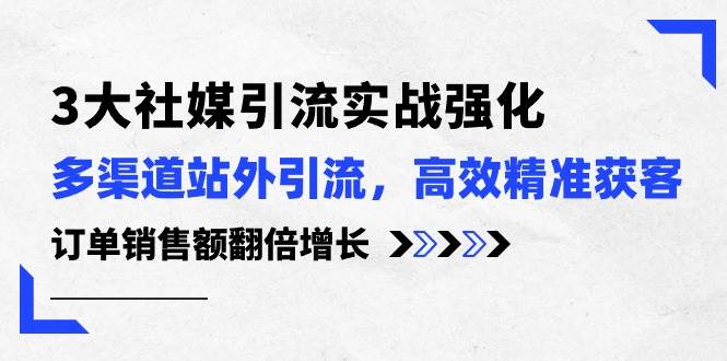 3大社媒引流实操强化，多渠道站外引流/高效精准获客/订单销售额翻倍增长-安哥网络创业副业