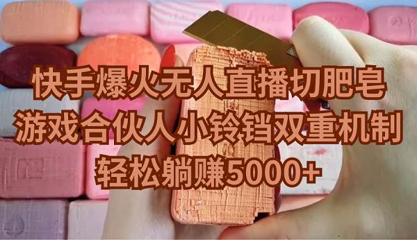 快手爆火无人直播切肥皂，游戏合伙人小铃铛双重机制，轻松躺赚5000+-安哥网络创业副业