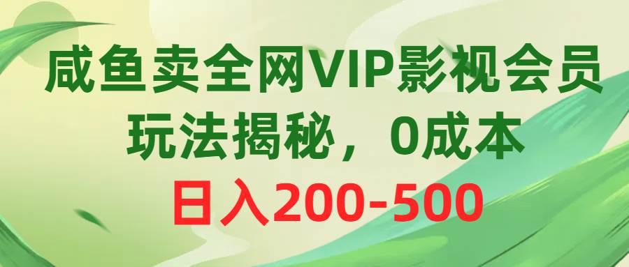 咸鱼卖全网VIP影视会员，玩法揭秘，0成本日入200-500-安哥网络创业副业