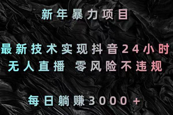 新年暴力项目，最新技术实现抖音24小时无人直播 零风险不违规 每日躺赚3000-安哥网络创业副业