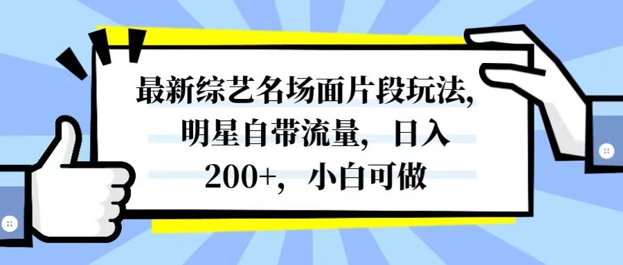 最新综艺名场面片段玩法，明星自带流量，日入200+，小白可做-安哥网络创业副业