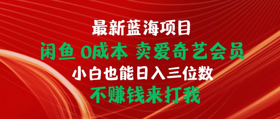 最新蓝海项目 闲鱼0成本 卖爱奇艺会员 小白也能入三位数 不赚钱来打我-安哥网络创业副业