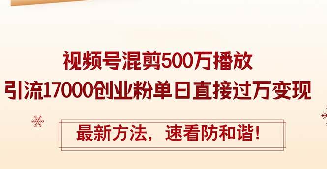 精华帖视频号混剪500万播放引流17000创业粉，单日直接过万变现，最新方…-安哥网络创业副业