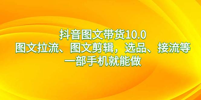 抖音图文带货10.0，图文拉流、图文剪辑，选品、接流等，一部手机就能做-安哥网络创业副业