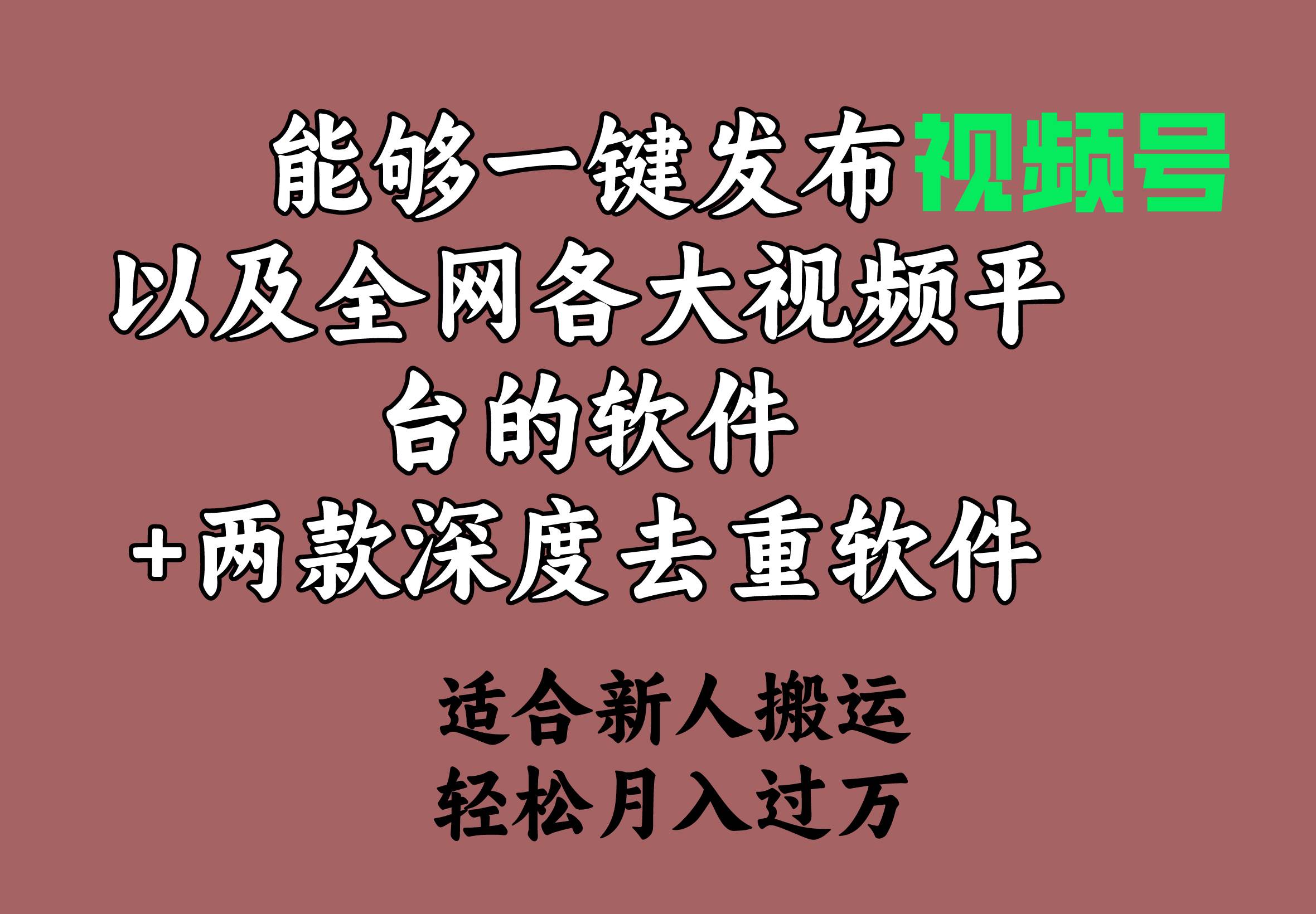 能够一键发布视频号以及全网各大视频平台的软件+两款深度去重软件 适合…-安哥网络创业副业