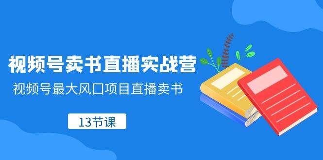 视频号-卖书直播实战营，视频号最大风囗项目直播卖书（13节课）-安哥网络创业副业