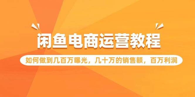 闲鱼电商运营教程：如何做到几百万曝光，几十万的销售额，百万利润-安哥网络创业副业