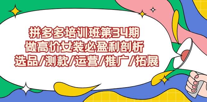 拼多多培训班第34期：做高价女装必盈利剖析  选品/测款/运营/推广/拓展-安哥网络创业副业