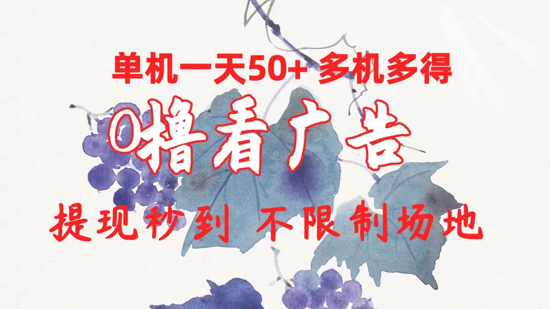 0撸看广告 单机一天50+多机多得 提现秒到 不限制场地操作-安哥网络创业副业