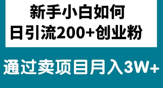 新手小白日引流200+创业粉,通过卖项目月入3W+-安哥网络创业副业