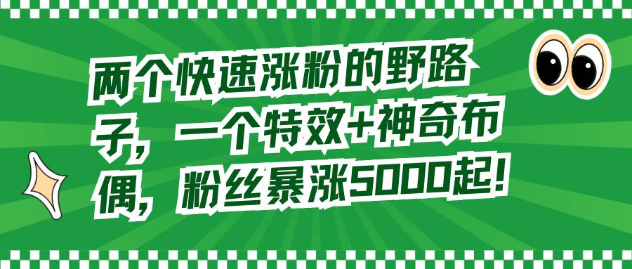 两个快速涨粉的野路子，一个特效+神奇布偶，粉丝暴涨5000起！-安哥网络创业副业