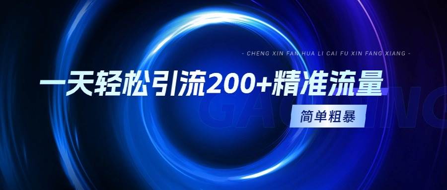 一天轻松引流200+精准流量，简单粗暴，一看就会-安哥网络创业副业